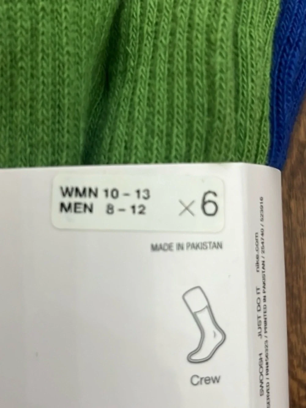 Nike Everyday Plus Crew Socks - Red, Green, Blue & Yellow (6-Pack)